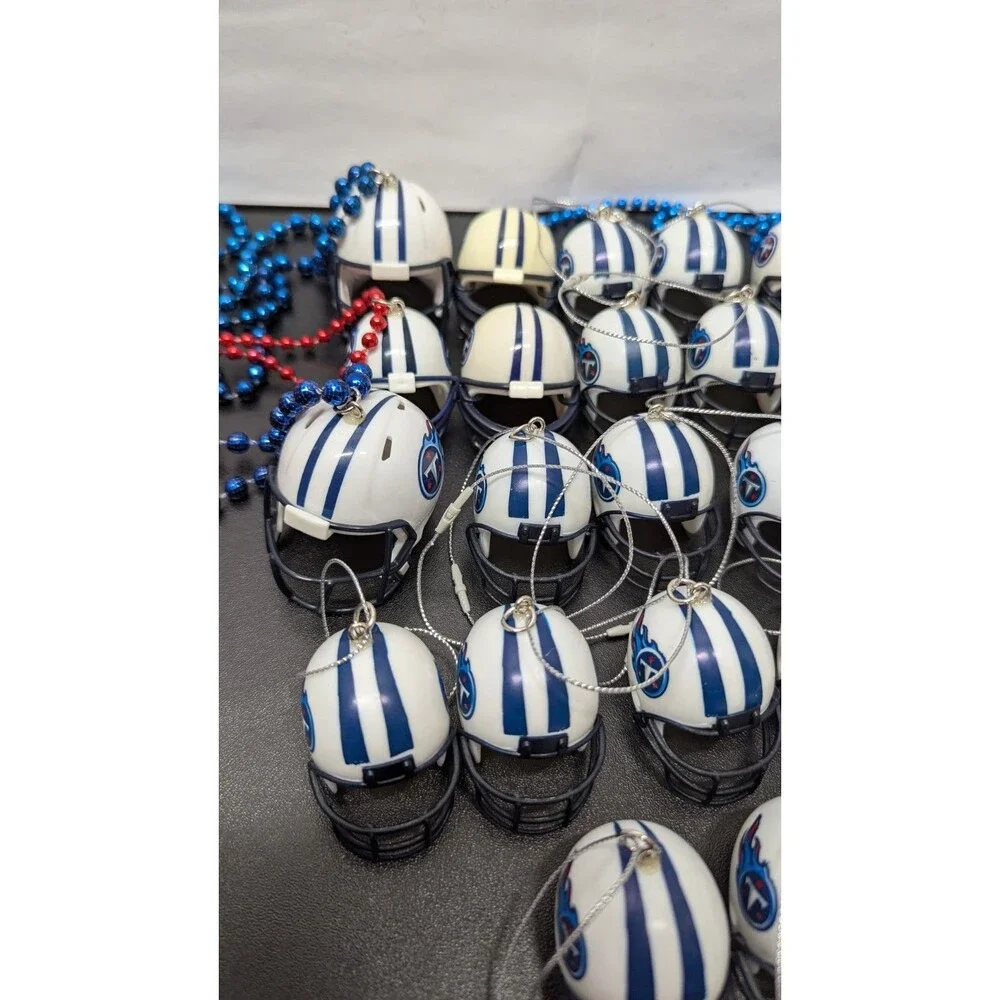 32 pc Tennessee Titans NFL Mini Helmet Lot Ornament Bead Necklace Bundle